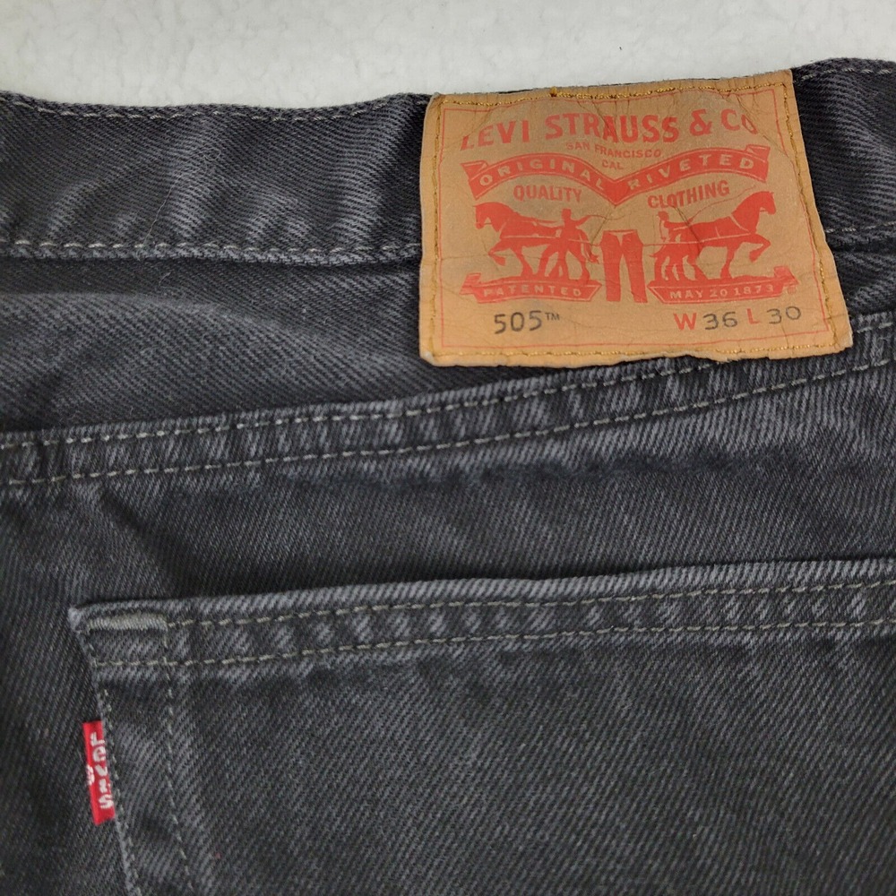 Levis 505 Jeans Mens 36 x 30 Measures 34‎ x 27.5 Black 100% Cotton Straight Leg